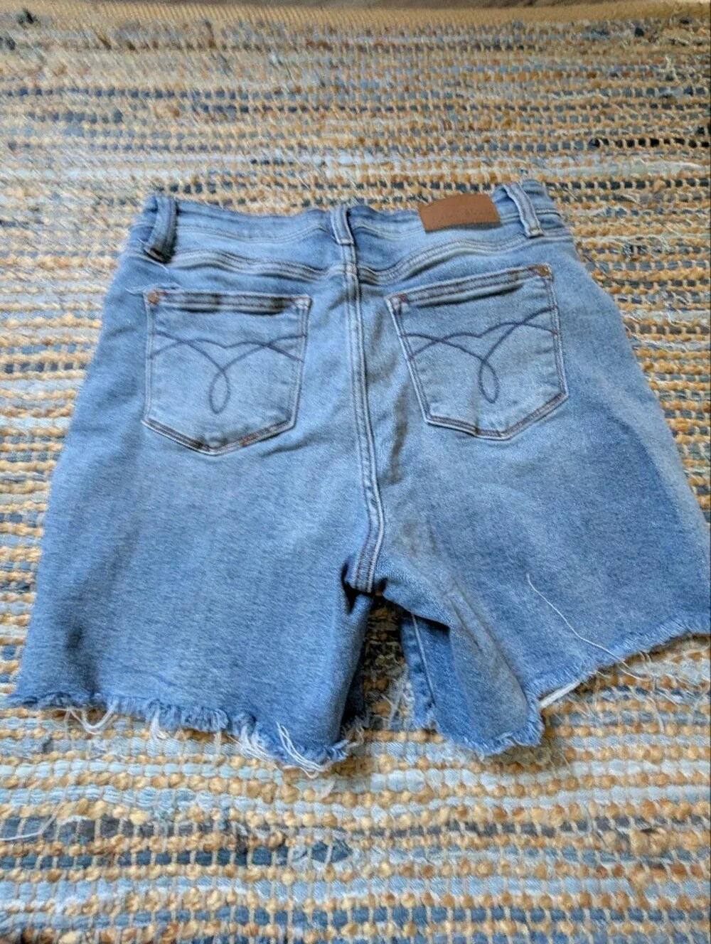 Judy Blue Denim Bermuda Shorts XL High Rise Raw Hem Stretch Cutoff Y2K